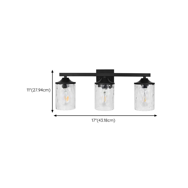 Matte Black and Clear Bath Sconce Iron & Glass 3 - Light Bathroom Vanity Lighting