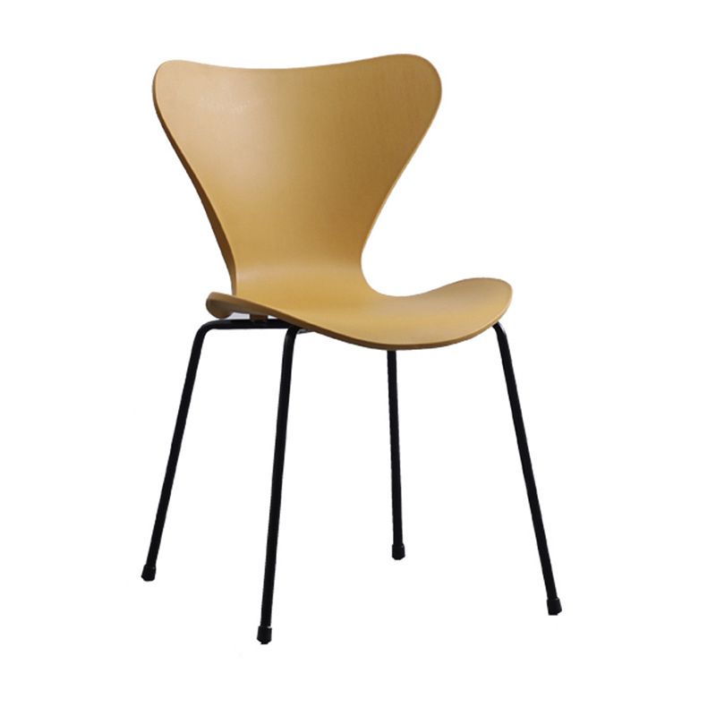 Glam Style Metal Side Chair Solid Back Matte Finish Home Use Dining Chair