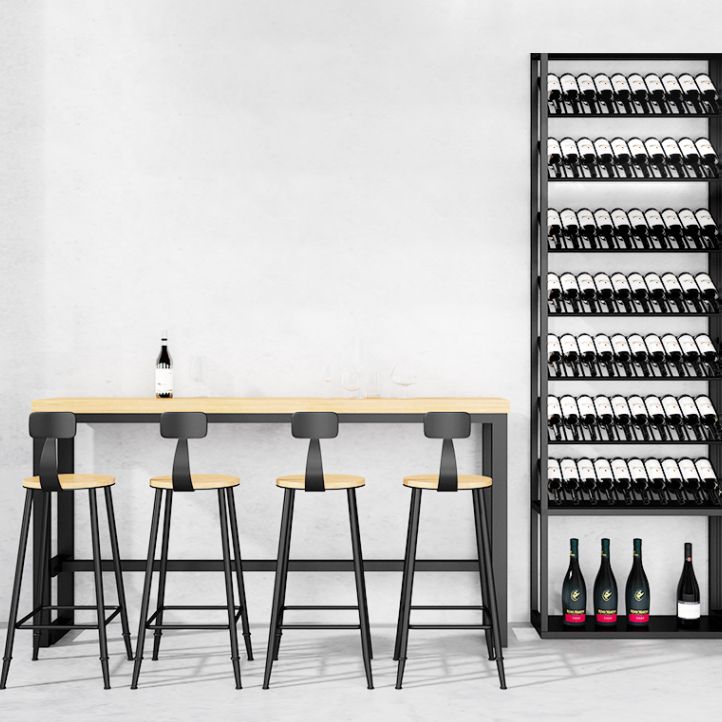 Industrial Rectangular Bar Table Set 1/5 Pieces Wooden Counter Table with High Stools