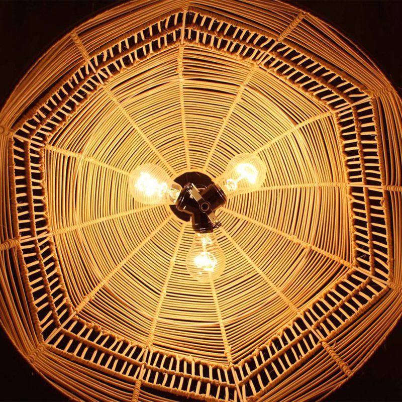 1-Light Bamboo Suspended Lighting Fixture Pendant Light Kit for Tea Room