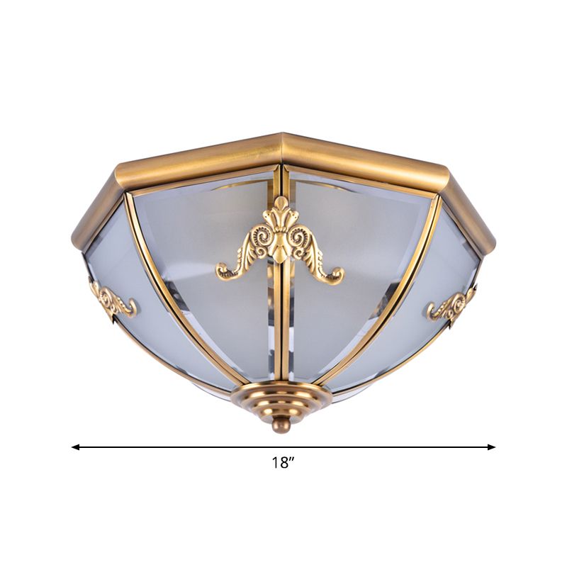 Small/Medium/Large Brass 2/3/6 Lights Flush Mount Classic Opal Glass Bowl Flush Mount Ceiling Light