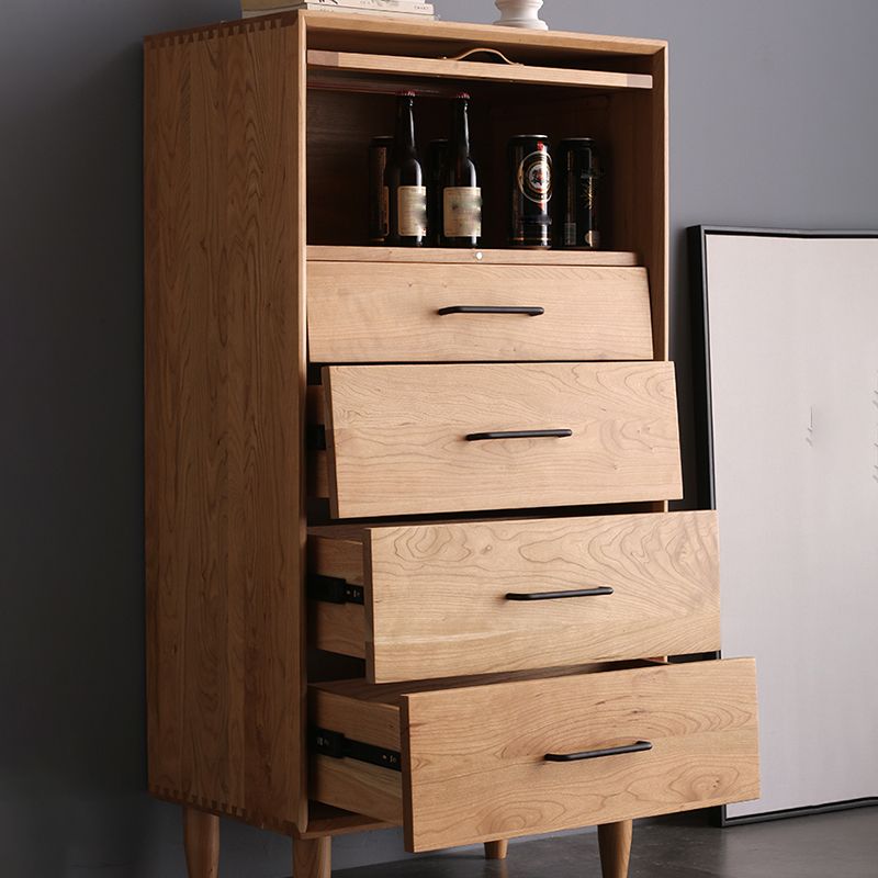Contemporary Natural Cabinet Solid Wood 4 - Drawer Accent Cabinet