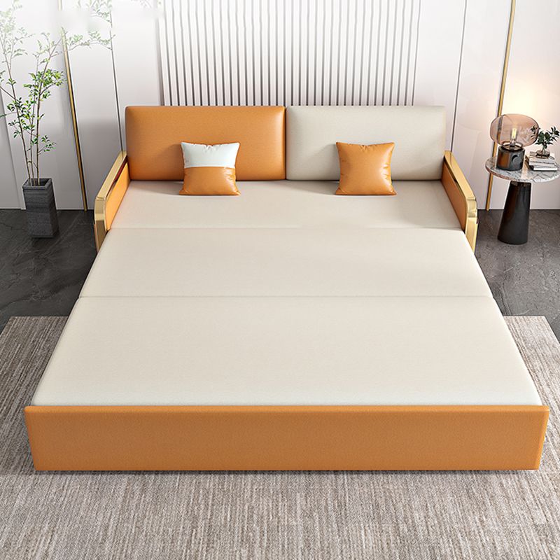 34.6" H Contemporary Faux Leather Armless Sofa Bed for Living Room