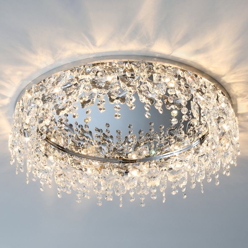 Lámparas empotradas de cristal redondas, accesorio de techo moderno con montaje empotrado para sala de estar