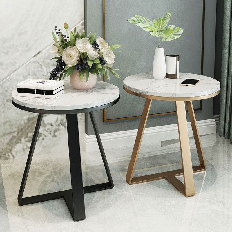 19.69 inch Wide Contemporary Style Side End Table Metal Round Sofa Side Accent Table