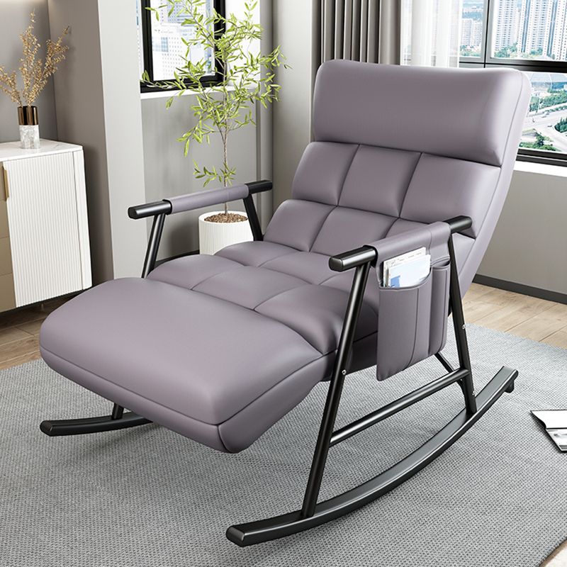 Contemporary Rocking Chair Cotton Upholstered Tufted Wing Chair Back Indoor Rocking Chair