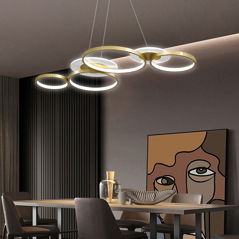 Wrought Iron LED Hanging Lamp in Modern Creative Style Acrylic Linear Pendant Light for Interior Spaces