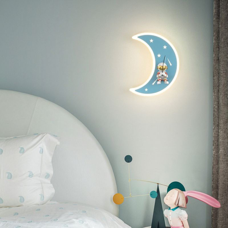 Moon Shape Wall Mount Light Children LED Wall Light with Acrylic Shade for Bedroom