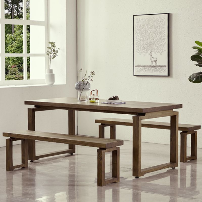 Modern 1/2/3/5 Pieces Dining Set Rectangle Double Pedestal Dinette Set in Natural