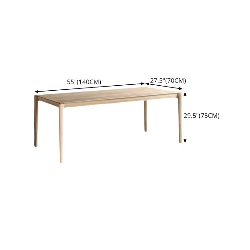 Rectangle Contemporary Dining Table Wood Color Fixed Table with Pinewood Solid Wood