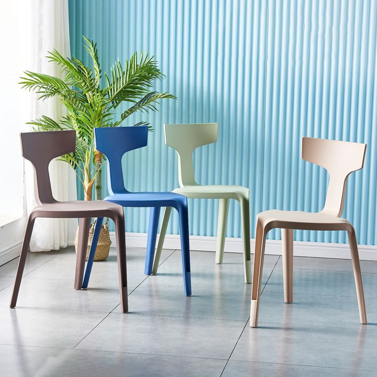 Contemporary Style Side Chair Plastic Slat Back Dining Room Chair for Indoor