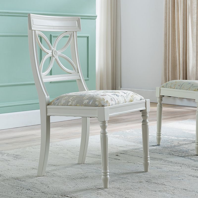 Silla lateral casera tapizada tradicional Sillas de comedor Queen Anne blancas