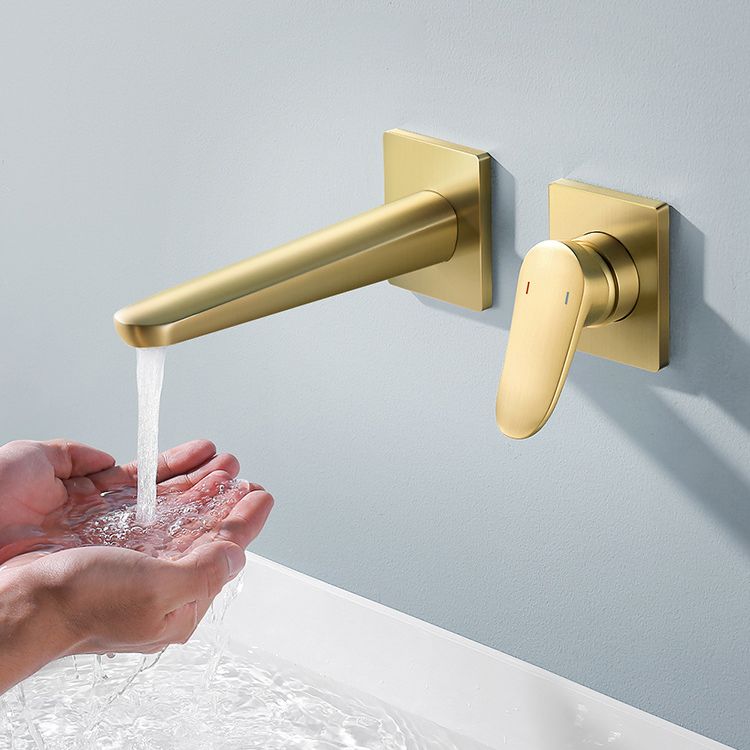 Lever Handle Wall Mounted Bathroom Faucet Modern Faucet with Hot and Cold Indication