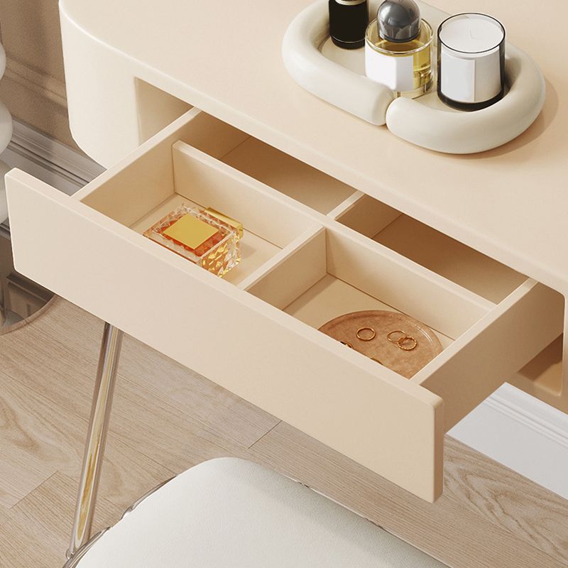 Engineered Wood Vanity and Stool in Black/Beige Dressing Table