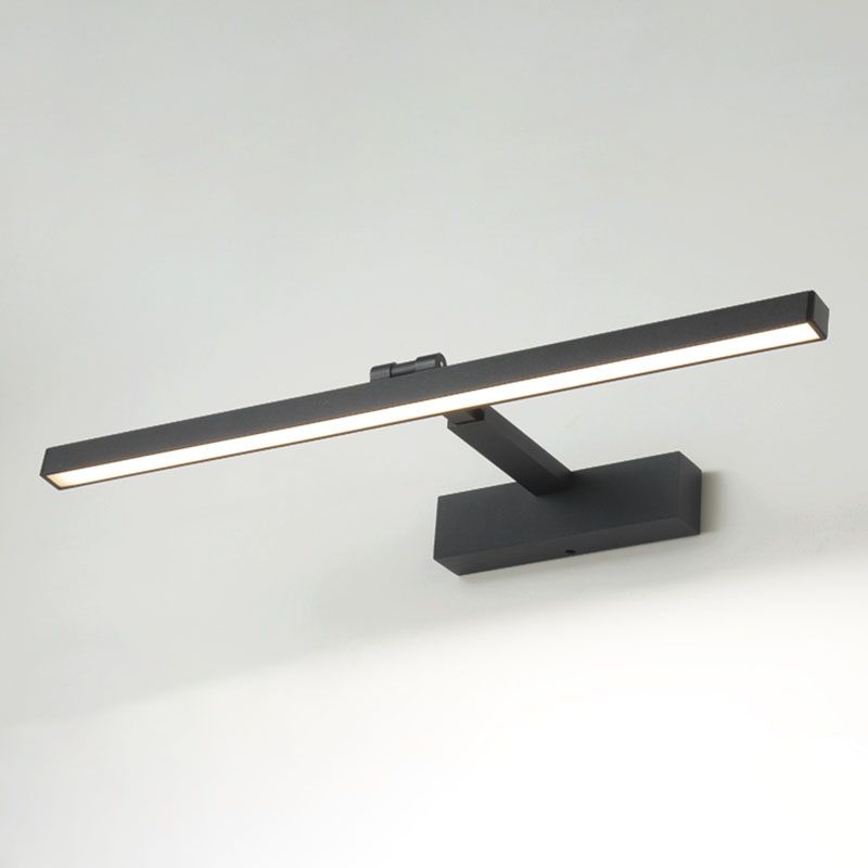 Metal Linear Wall Sconce Modern Style 1-Light Swing Arm Mirror Wall Light Fixture in Black