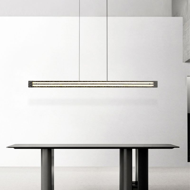 Contemporary Hanging Light Linear LED Island Light Fixture with Glass for Dining Room