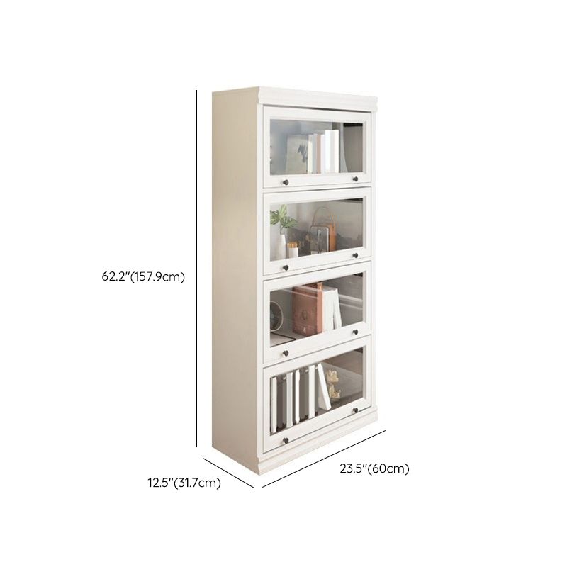 Modern Closed Back Standard Bookshelf Wooden Bookcase in White for Study Room