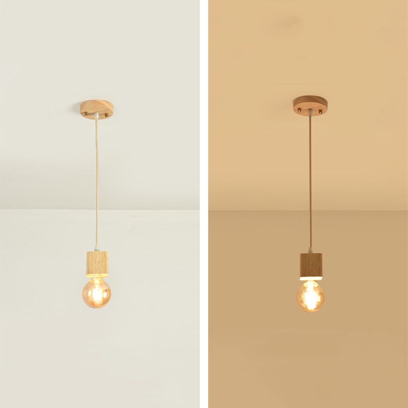 Small Dining Room Pendant Lighting Wooden 1 Head Simplicity Hanging Ceiling Light