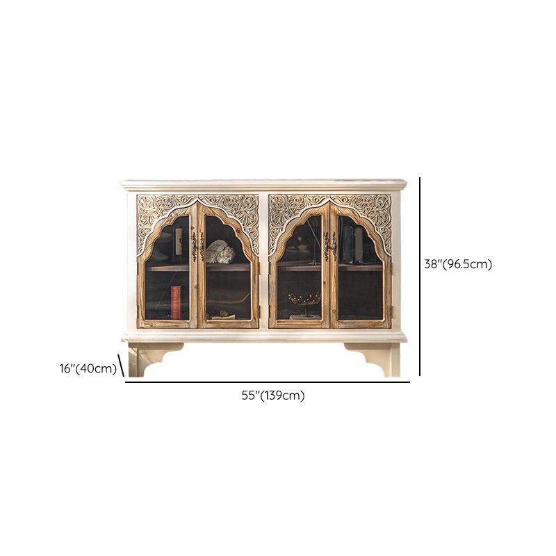Wooden Traditional Curio Cabinet Glass Doors Display Stand with Drawers