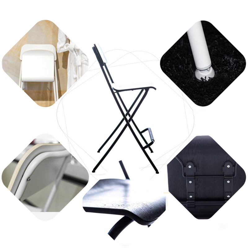 Scandinavian Folding Iron Counter Stools Low Back Bar Stools with Footrest