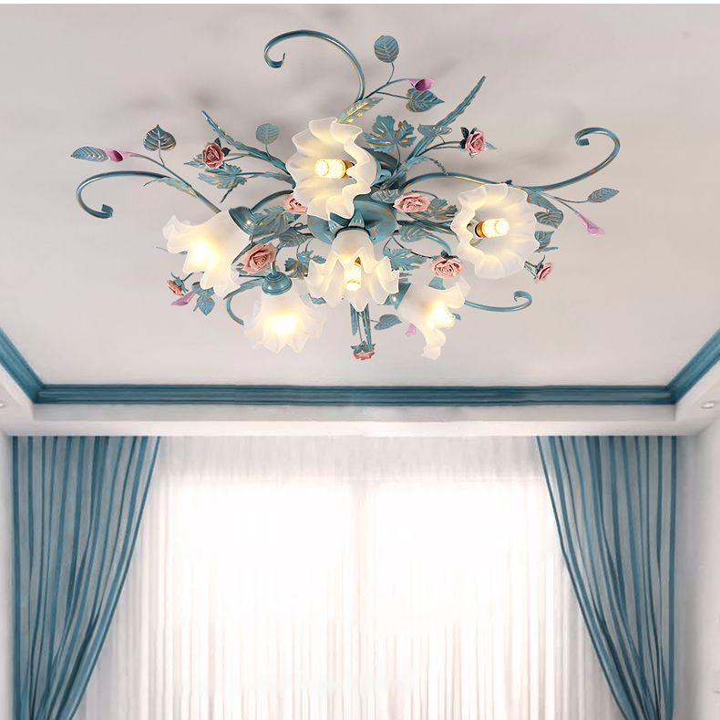 Plafonnier rétro traditionnel avec abat-jour en verre, luminaire encastré pour chambre à coucher et salon