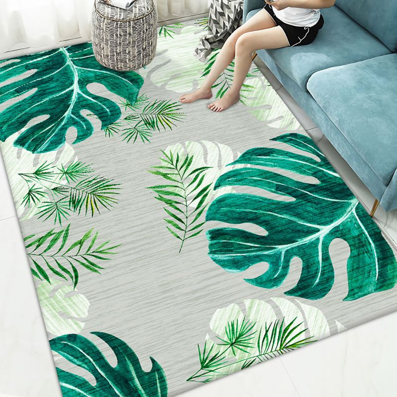 Luxurious Plants Printed Fireplace Rug Modern Stylish Indoor Carpet Polyester Anti-Slip Backing Rug