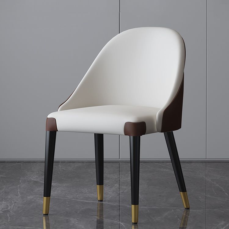 Sillas laterales de comedor con respaldo sólido sin brazos de diseño contemporáneo Sillas de comedor de cuero