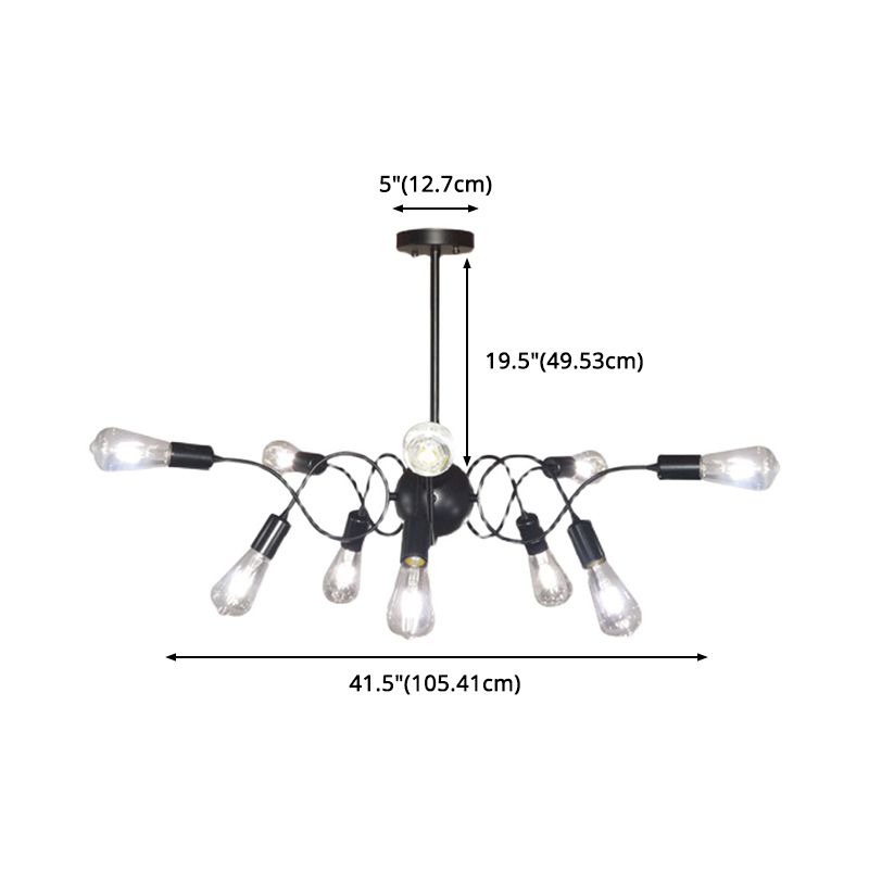 Chandelier Pendant Light Minimalist Style Exposed Bulb Metal Hanging Pendant Light