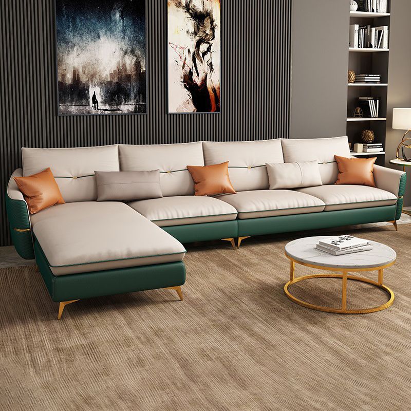 4-seat Luxurious Sectional with Pillows Sloped Arm Sectional