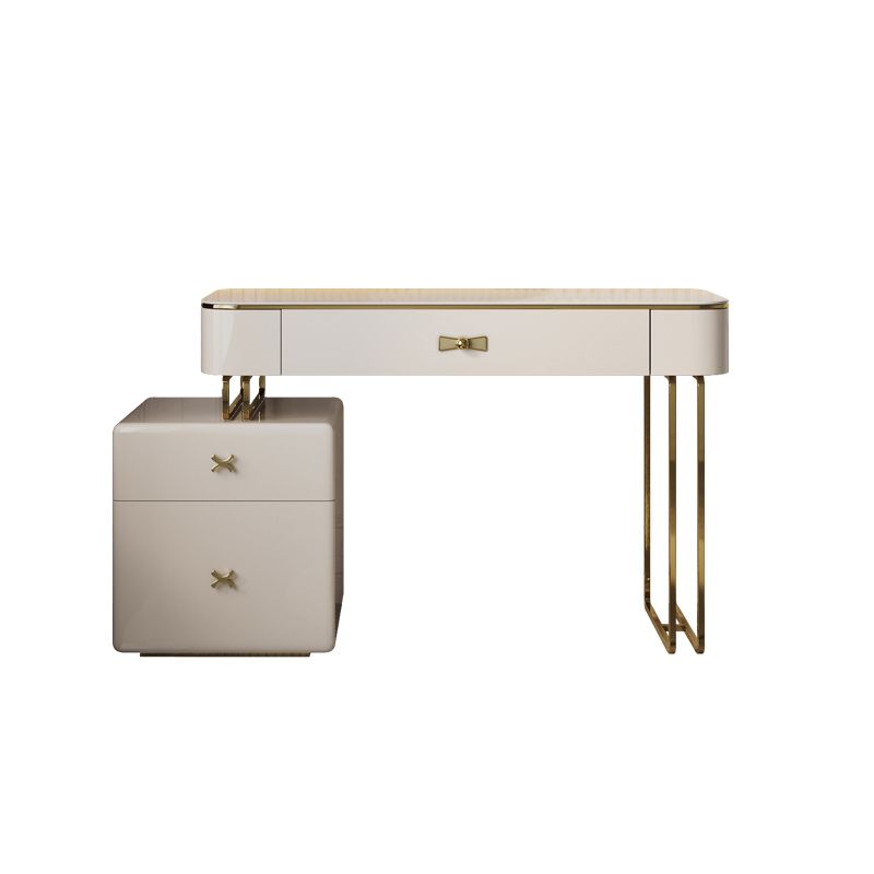 Glam Cream Makeup Vanity Table Dresser With Storage Drawers for Bedroom