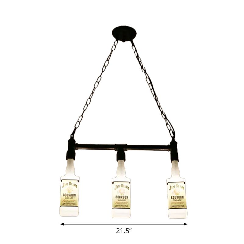 1/6/9-Bulb Frosted White Glass Island Lamp Loft Style Black Wine Bottle Restaurant Plafond Suspension Lamp