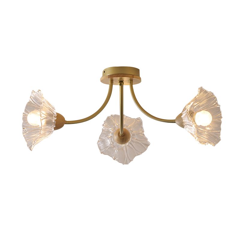 Nordic Style Iron Ceiling Light Lotus Leaf Shape Ceiling Lamp for Bedroom