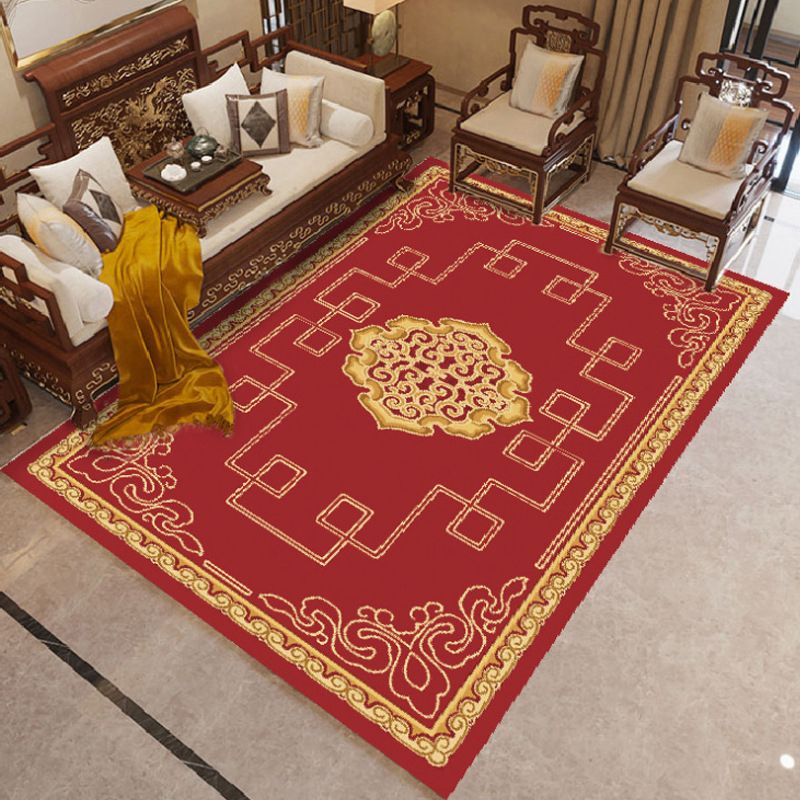 Fancy Chinoiserie Rug Multi Color Floral Area Carpet Non-Slip Backing Stain Resistant Pet Friendly Rug for Living Room