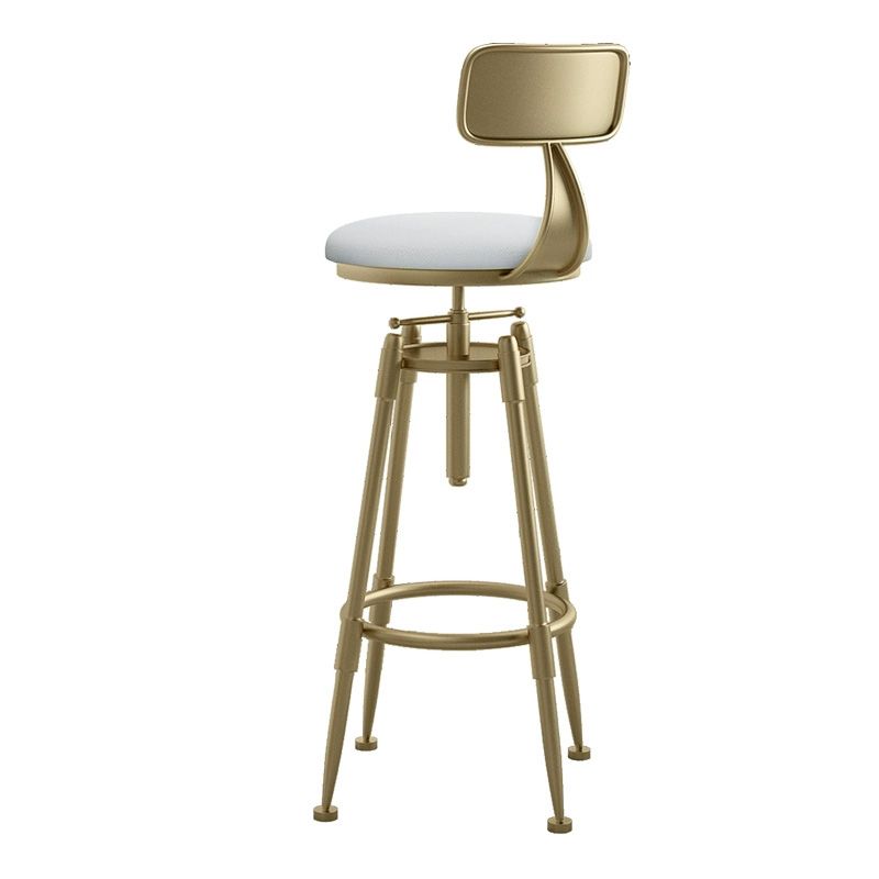 Glam Liftable Rotatable Counter Stool Iron Kitchen Bar Stool with Cushion and Pedal