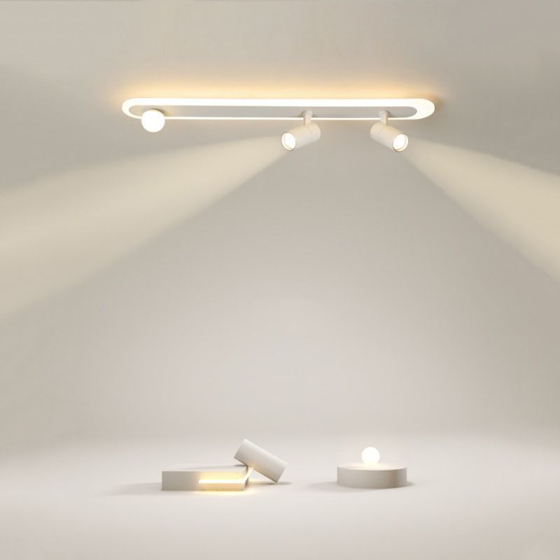 Metal Linear Flush Mount Lamp Modern Flush Ceiling Light Fixture in White