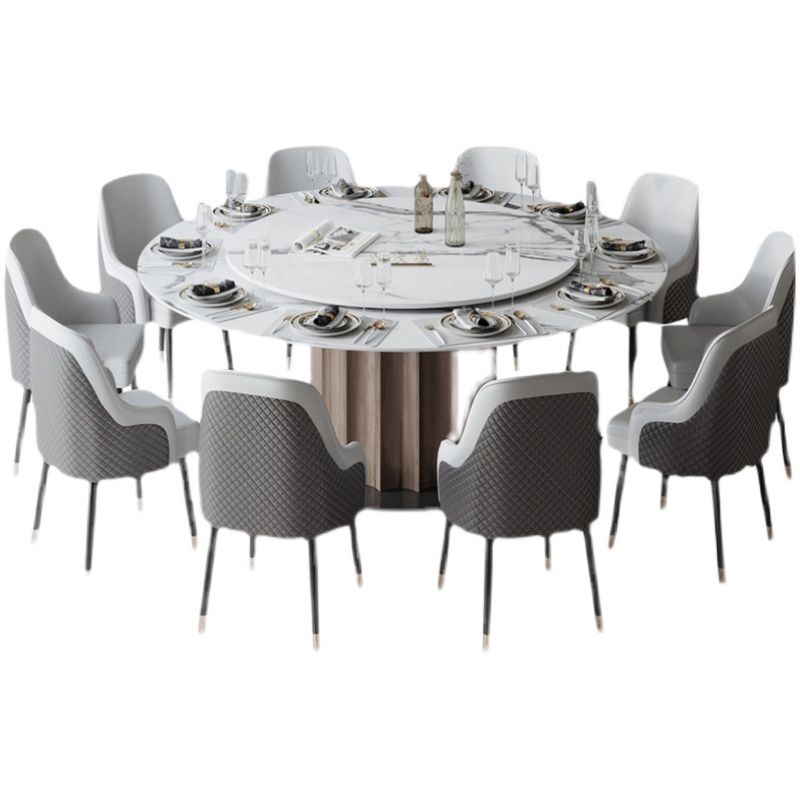 Round Pedestal Dining Table Traditional Luxury Furniture with Turntable