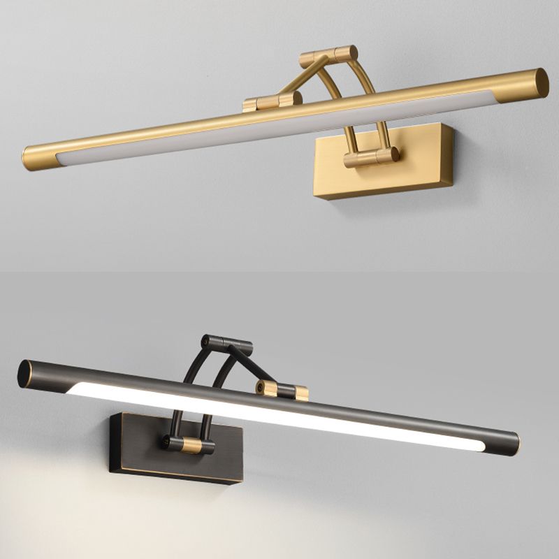 Modern Luxury Style Cylindrical Flush Mount Wall Sconce Copper Wall Mounted Vanity Lights in Gold Finish