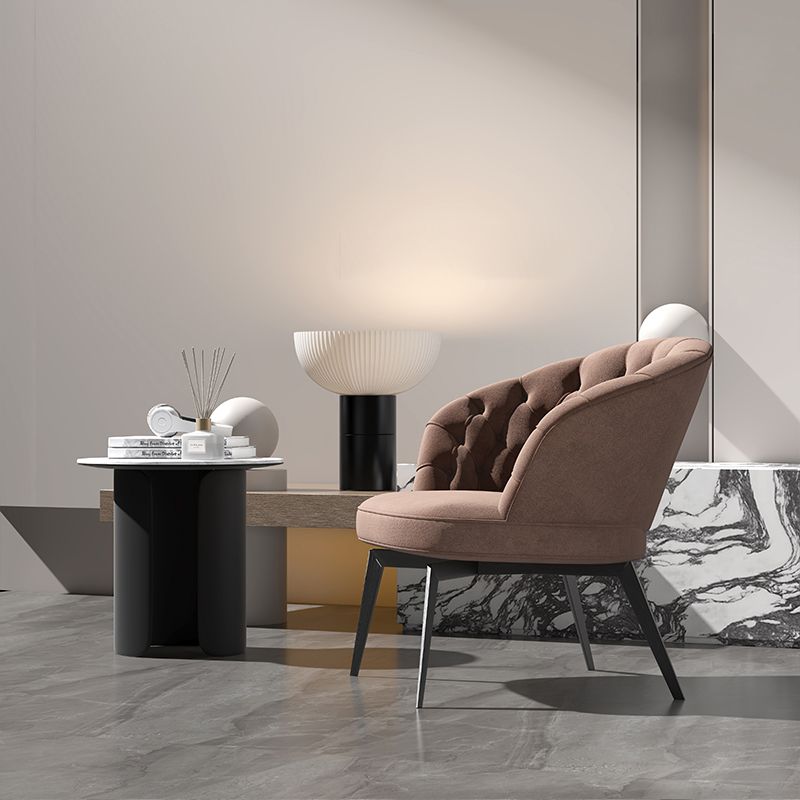 Industrial Brown Armless Chair Tufted Back Basic Four Legs Side Chair