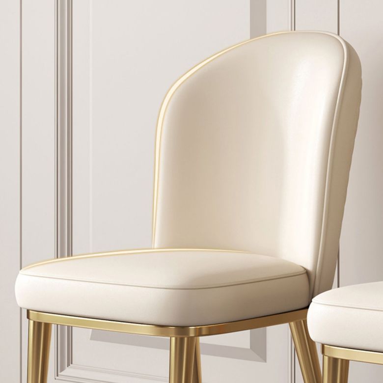 Leather Side Chair Glam Gold Base Dining Chair for Living Room