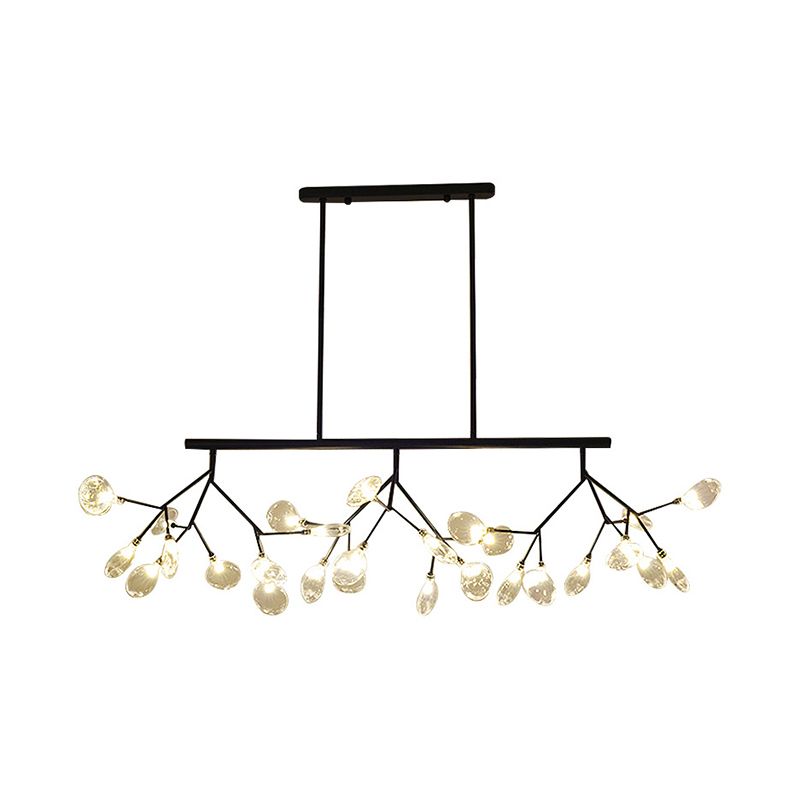 Postmodern Bubble Chandelier Lamp Clear Glass 27 Heads Dining Room Hanging Light Kit in Black/Gold