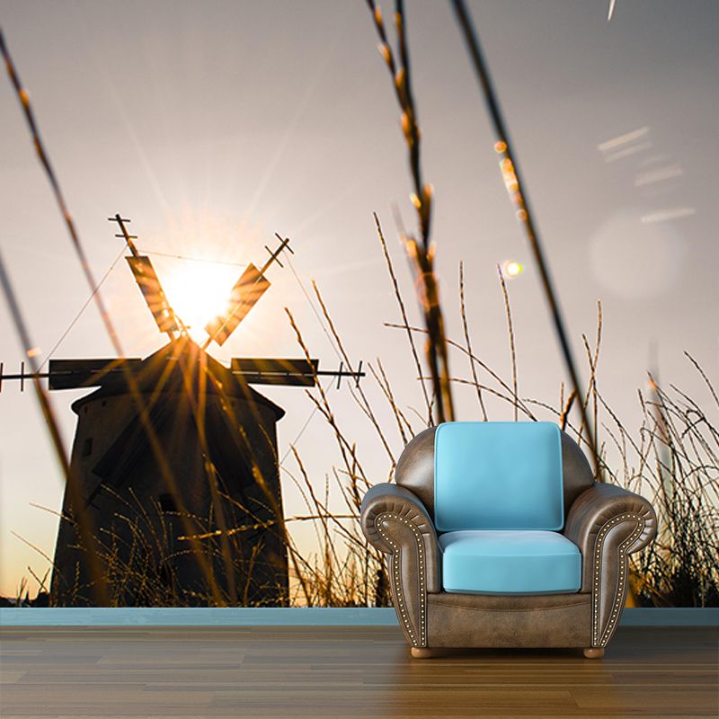 Customized Windmill Photography Mural Wallpaper Eco-friendly for Sitting Room