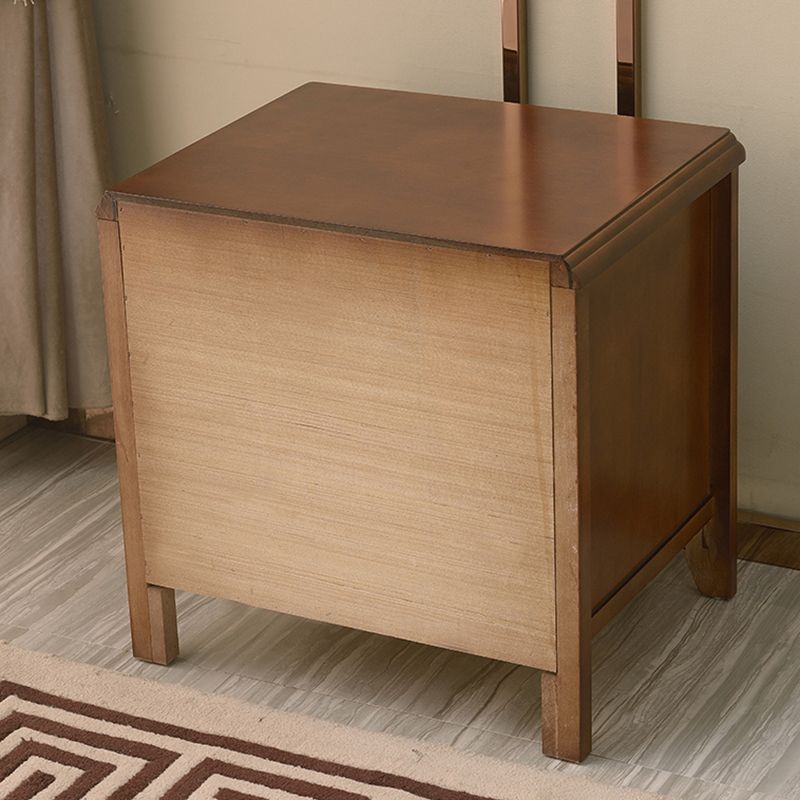 Modern Solid Wood Nightstand 2-Drawer Storage Oak 20 Inch H Night Table with Legs