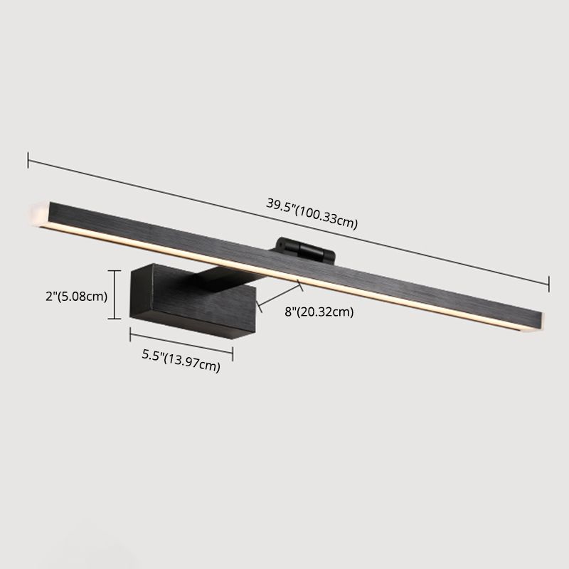 Metal linear Shade Mirror Wall Lights Modern 1 Head Wall Mount Fixture in Black