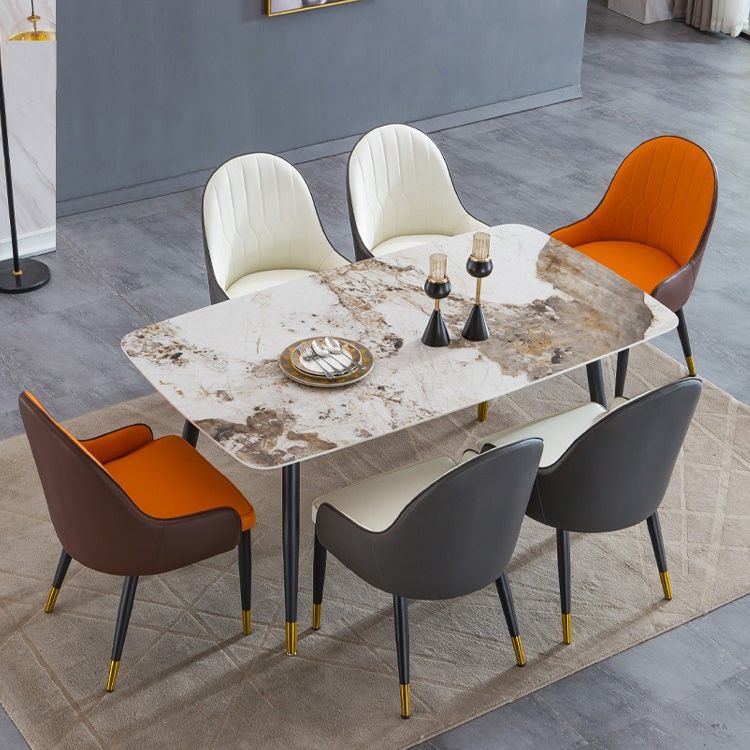 Sintered Stone Dining Table Rectangle Traditional Luxury Dining Table