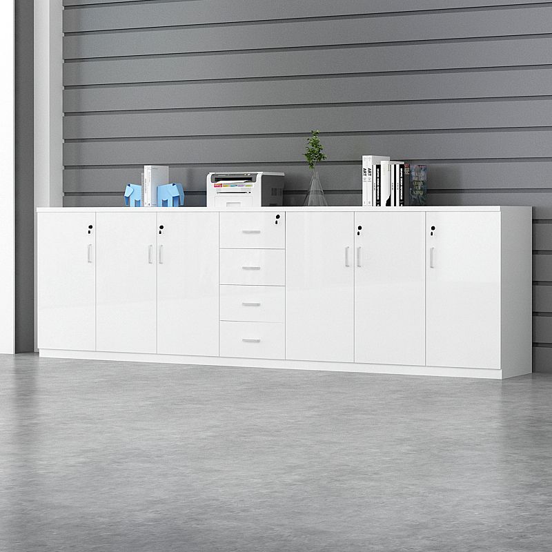 Modern File Cabinet White Wooden Frame Storage Lateral File Cabinet