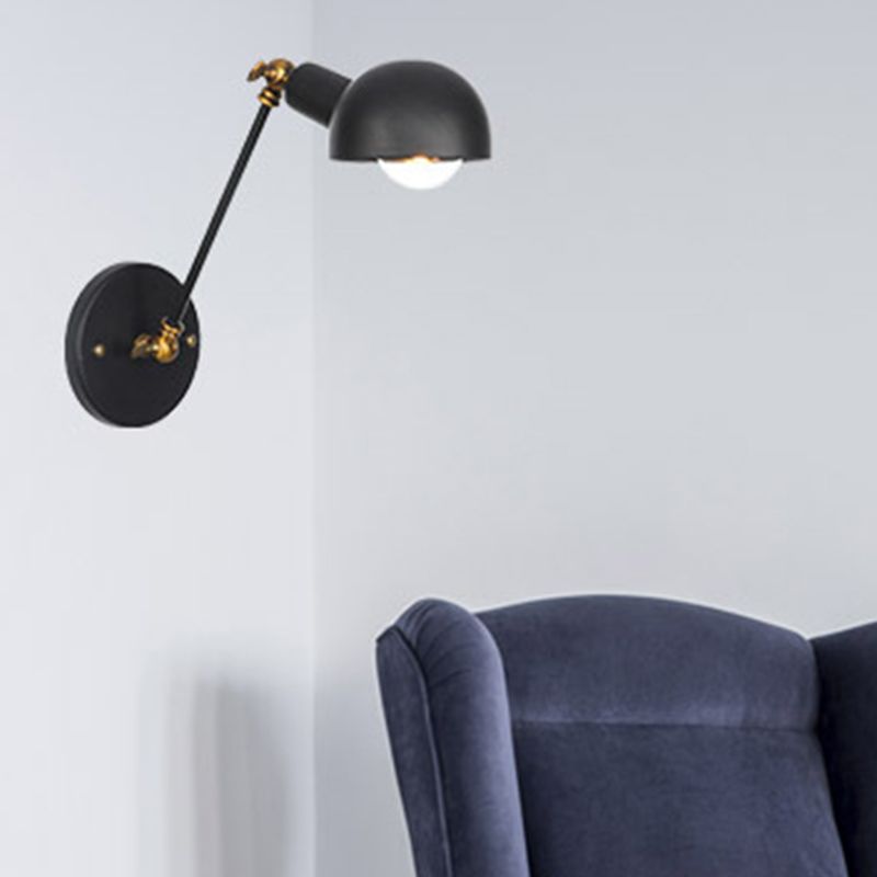 Adjustable Industrial Dome Wall Light Metal 1-Light Wall Lights