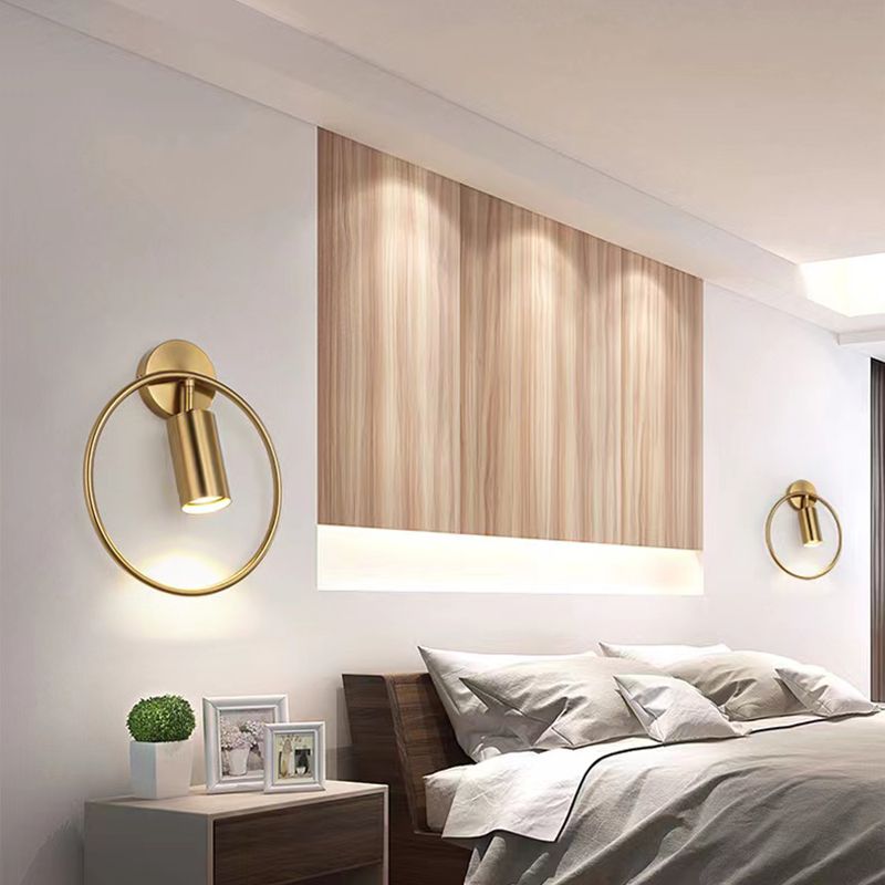 Modernism Single Golden/Black Wall Mounted Sconce Metal Shaded Wall Light