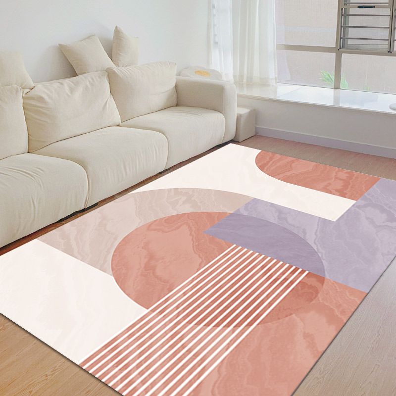 Hellgelber nordischer Teppich, Polyester-Farbstück, waschbarer Teppich für Heimdekoration