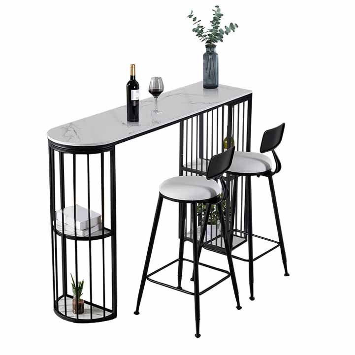 Living Room Glam Counter Height Set 1/2/3 Pieces Marble White Top Bistro Set