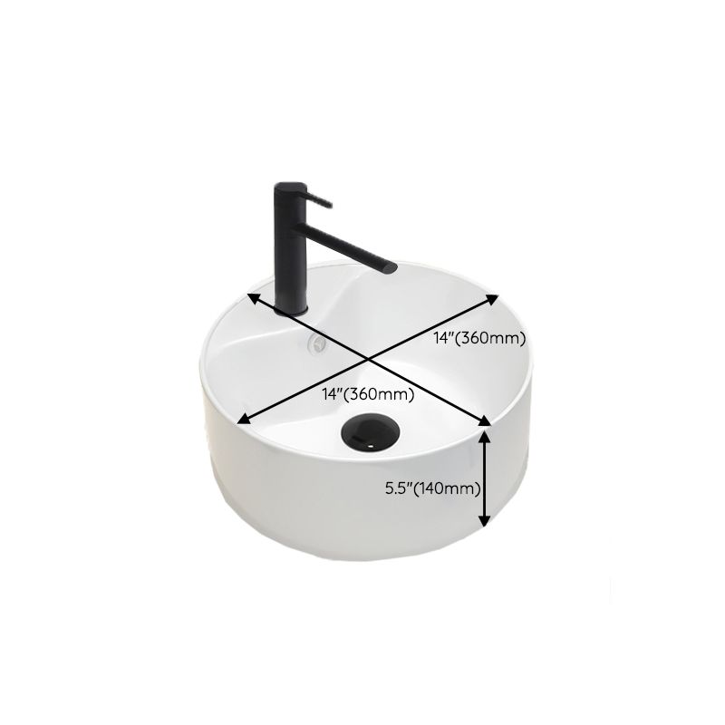 Round Vessel Bathroom Sink Vitreous China Vessel Lavatory Sink